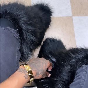 Custom made knee high fur boots all sizes available wide calf friendly